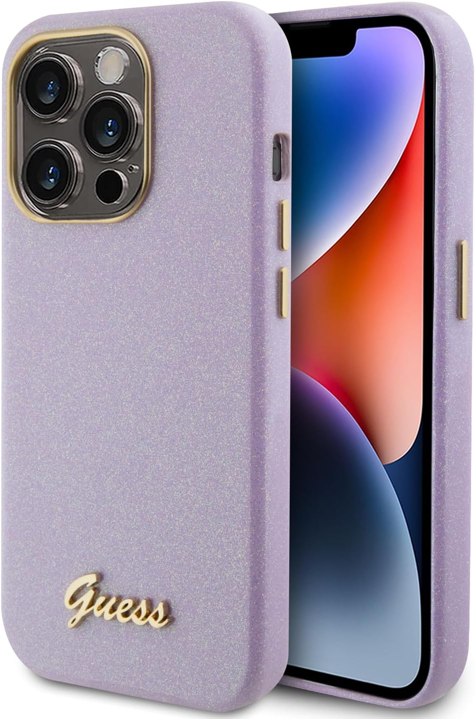 Guess PU GLITTER GLOSSY Case For iPhone 15 Pro Max (Lilac)