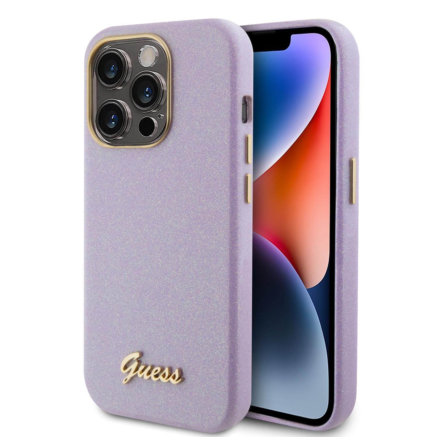 CG MOBILE Guess PU GLITTER GLOSSY Case For iPhone 15 Pro Max (Lilac)