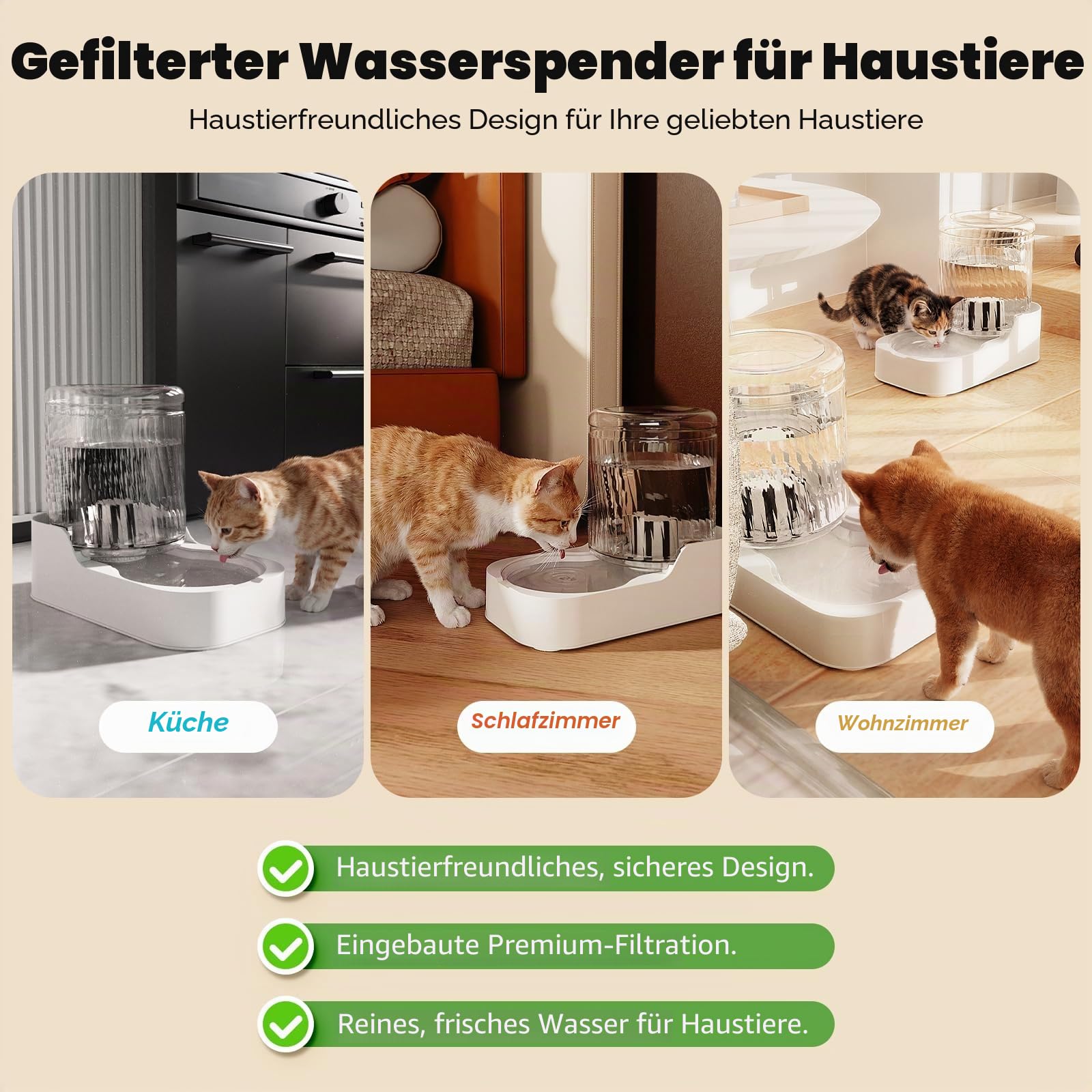 JUNSPOW Automatischer Katzen-Wasserspender, Hund Wassernapfspender Einstellbare Wasserspender, Auto Pet Waterer für Katzen und Hunde(Schüssel Nicht enthalten)