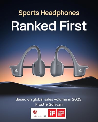 SHOKZ OpenRun Pro 2 Mini Bone Conduction Sports Headphones, Open-Ear Wireless Earphones with Bluetooth 5.3, Noise Cancelling Mics, IP55 Waterproof, 12h Playtime for Running, USB-C Quick Charge, Black - 2
