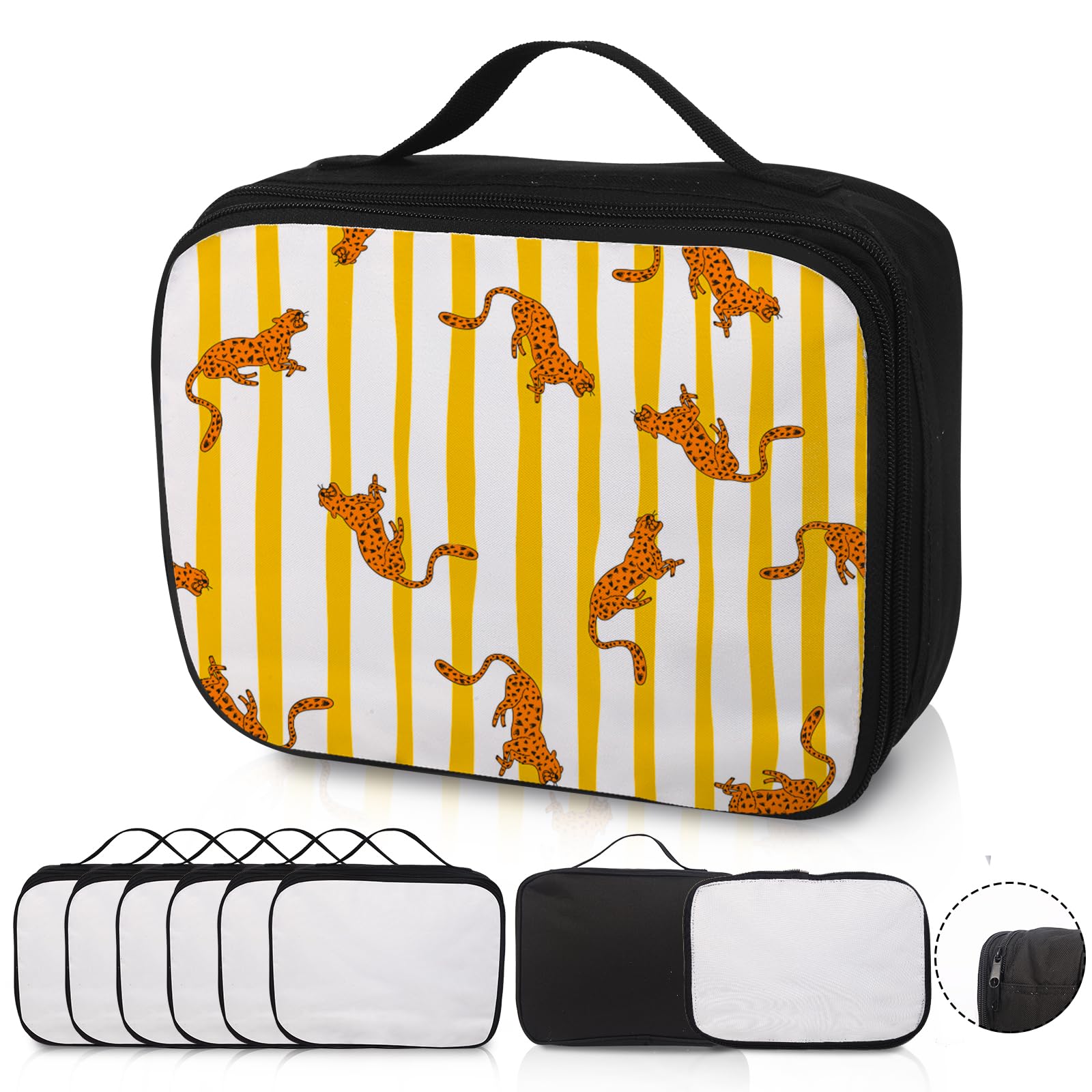 6pcs Sublimation Blanks Makeup Bag,Sublimation Blanks Cosmetic Bag Makeup Bag Bulk Travel Toiletry Bag With Zipper Pouch Insulated Lunch Bag Heat