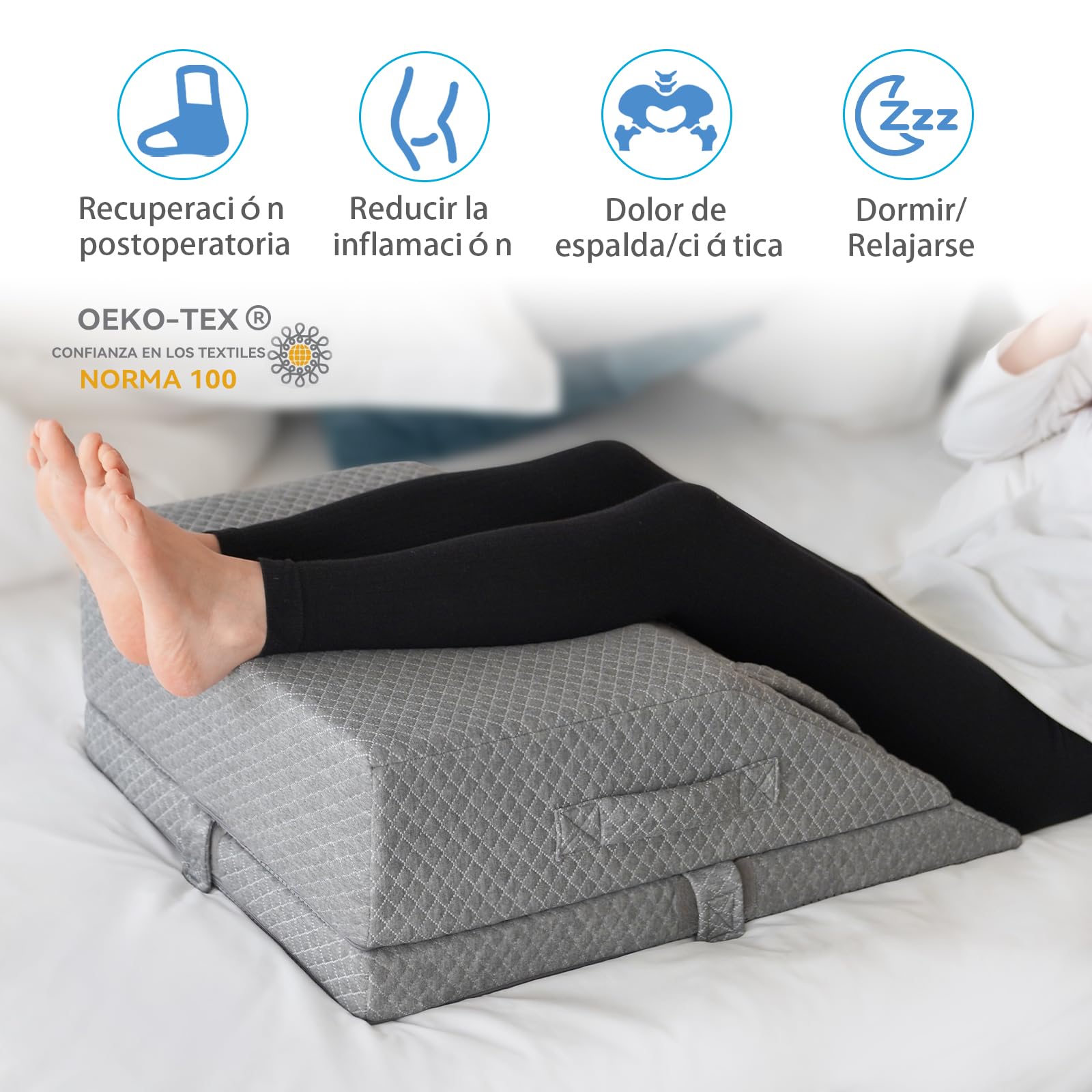 KingPavonini Almohada Piernas Dormir, Ajustables de Elevación para La Hinchazón, con Memoria de Gel Refrigerante para, Ciática Espalda Rodilla Cadera Tobillos Alivio del Dolor, Circulación Sanguínea