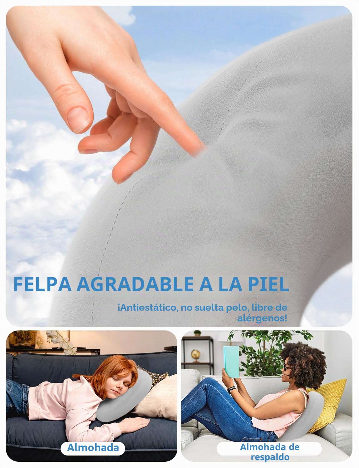 Soporte para Tablet y Sostén de Cojín para E-Reader con 2 Bandejas Desmontables & Cojín de Felpa Suave para Cama/Regazo Compatible con Kindle, Kobo, iPad, iPhone, Android, Otros Dispositivos 4,7–16.1″