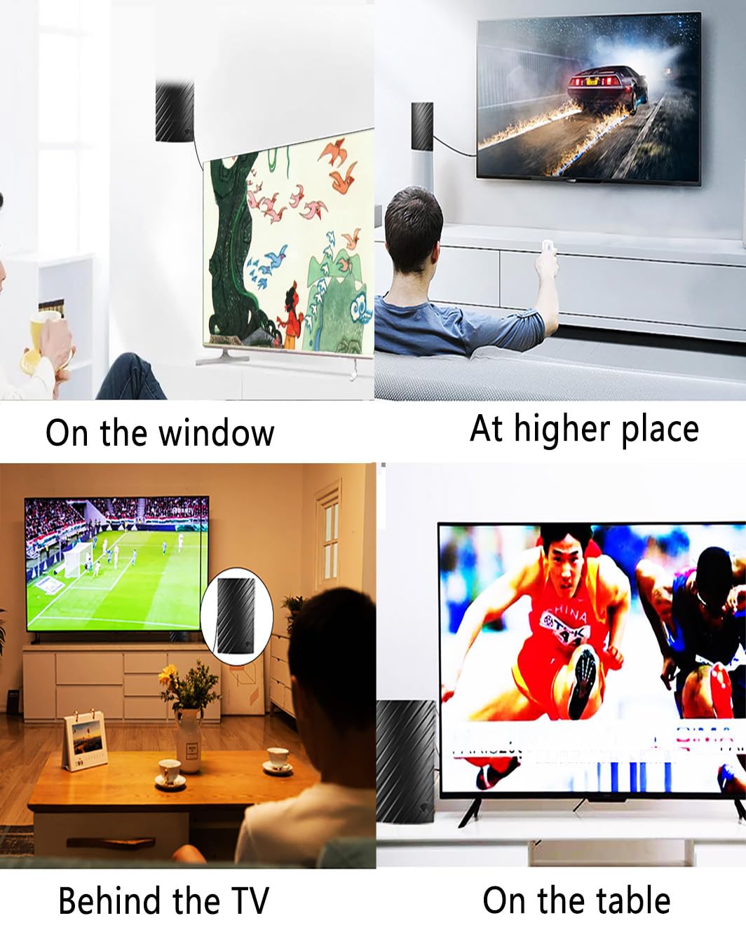 Vecys Antena de TV para Smart TV Antena de Digital Interior de 25dBi con Amplificador USB Antena DVB-T2 Doméstica de 500 Millas Soporte de Cable Coaxial RG174 5m/16.4ft Compatible con 4K 720p 1080p
