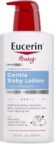 Eucerin Baby Body Lotion, Hypoallergenic and Fragrance Free Baby Lotion with Pro-Vitamin B5 and Shea Butter, 13.5 Fl Oz Bottle