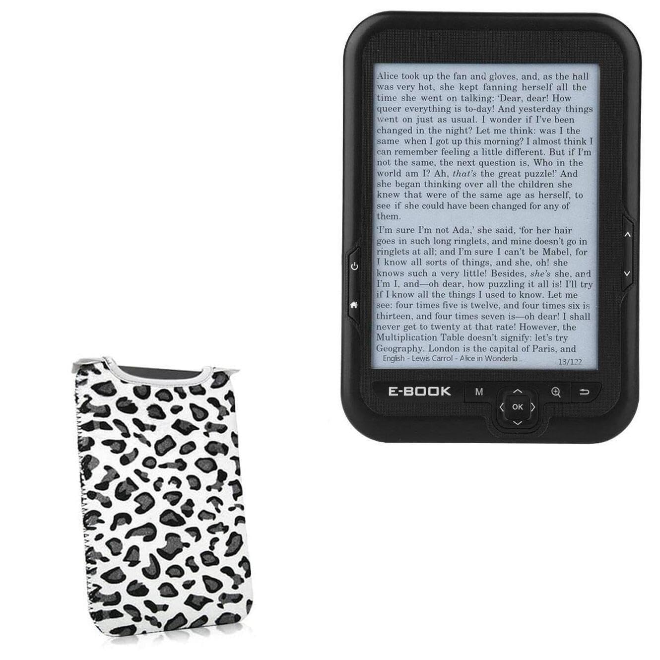BoxWave Case Compatible with Hakeeta E-Reader (6 in) - Snow Leopard Plush SlipSuit, Animal Leopard Print Padded Soft Sleeve