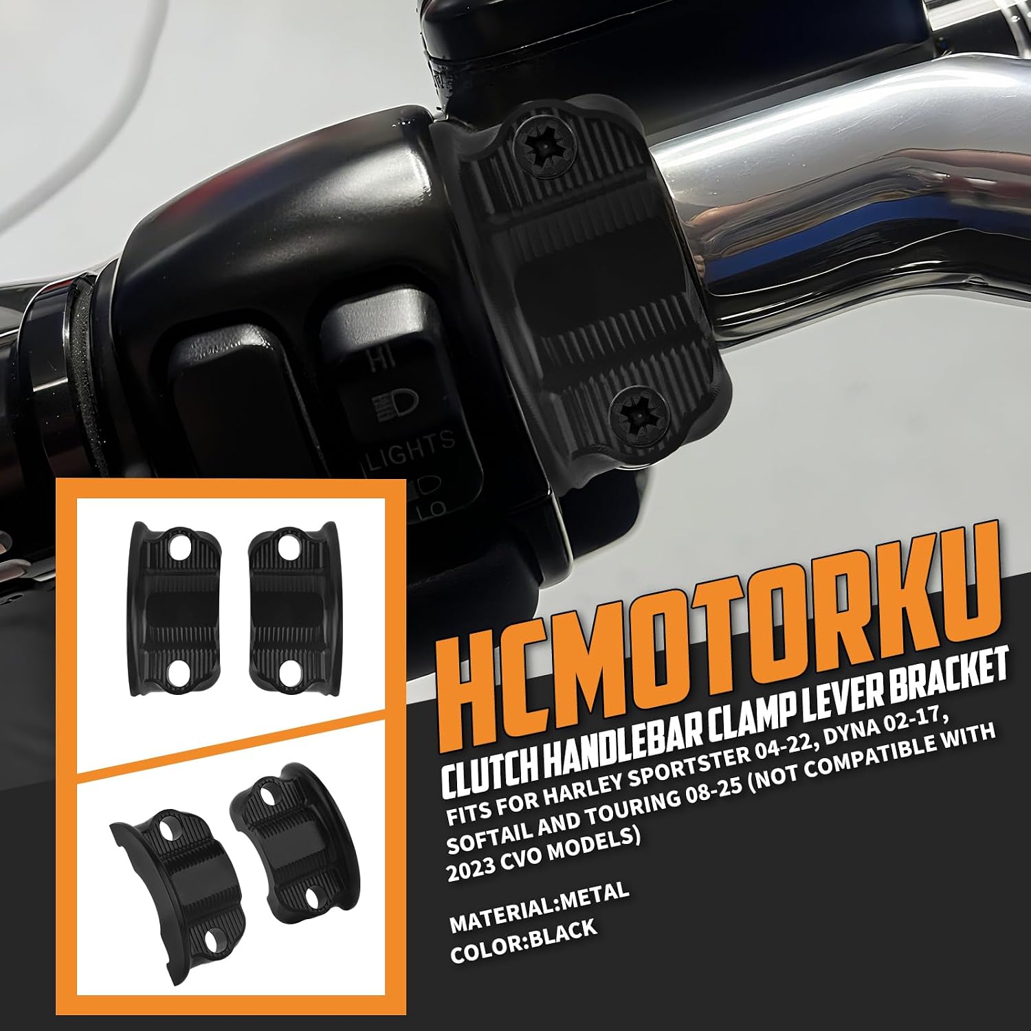 Clutch Handlebar Clamp Lever Bracket Compatible with Harley Sportster 2004-2022 Dyna 2002-2017 Softail Touring 2008-2025 (Black)