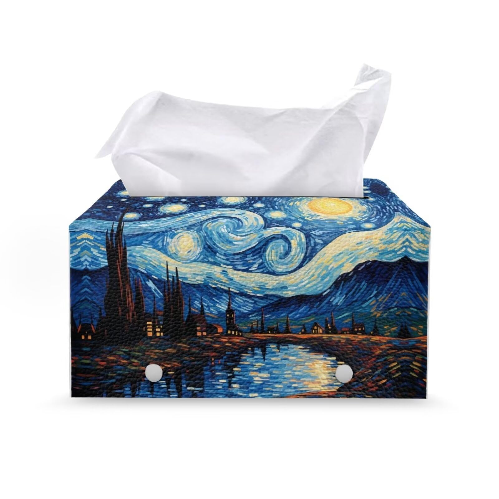 Wiryuouvt Van Gogh Starry Night Rectangle Tissue Box Cover Tissue Box Holder Rectangular with Metal Buckle Design Tissue Box Tissue Box Covertoy Tissue Box Cover Decor