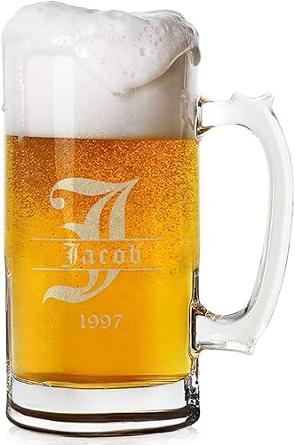 Miniatura 7 de Gifts Inscribed Taza de Cerveza Personalizada de 16 oz con Fuente Personalizada Grabada en Vidrio con Tu Texto  Regalo Único para Papá, Esposo,