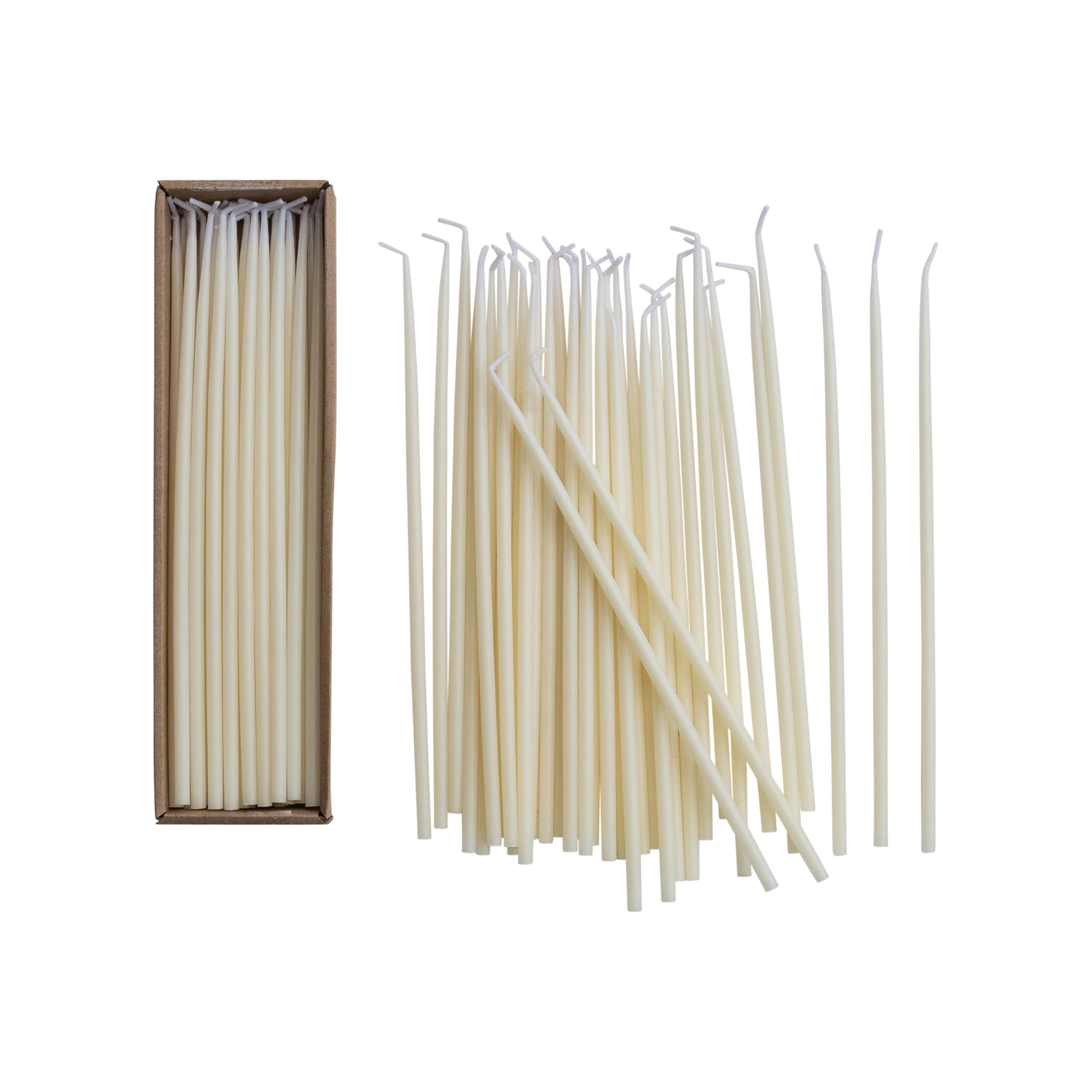 Creative Co-Op 36-Piece Unscented Thin Taper Candles in Box, Ivory Camel Color 1/4