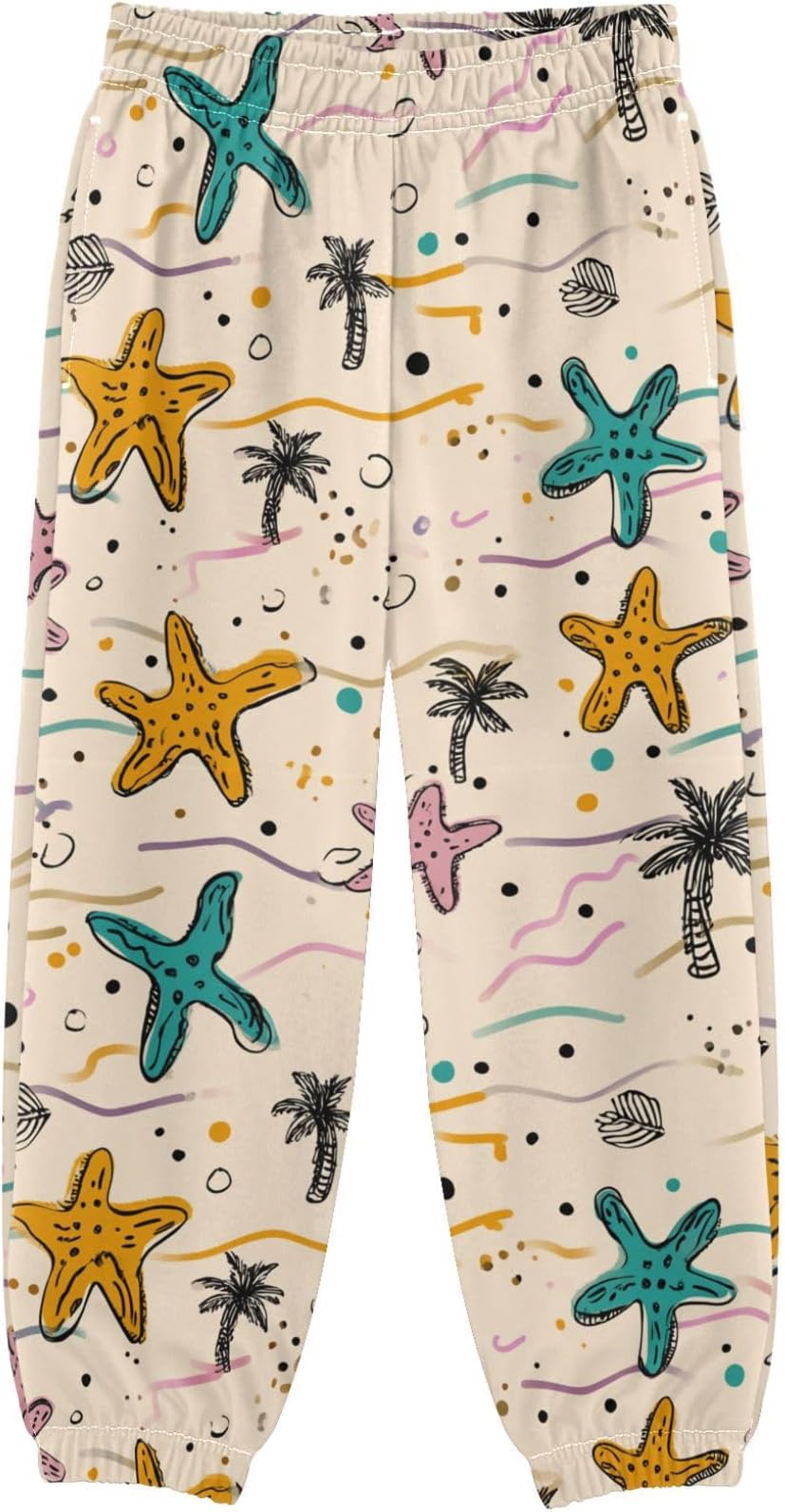 Boys Sweatpants Cute Starfish Wavy Lines Coconut Tree Boys Pants Active Pant Kids Jogger Pants 3T