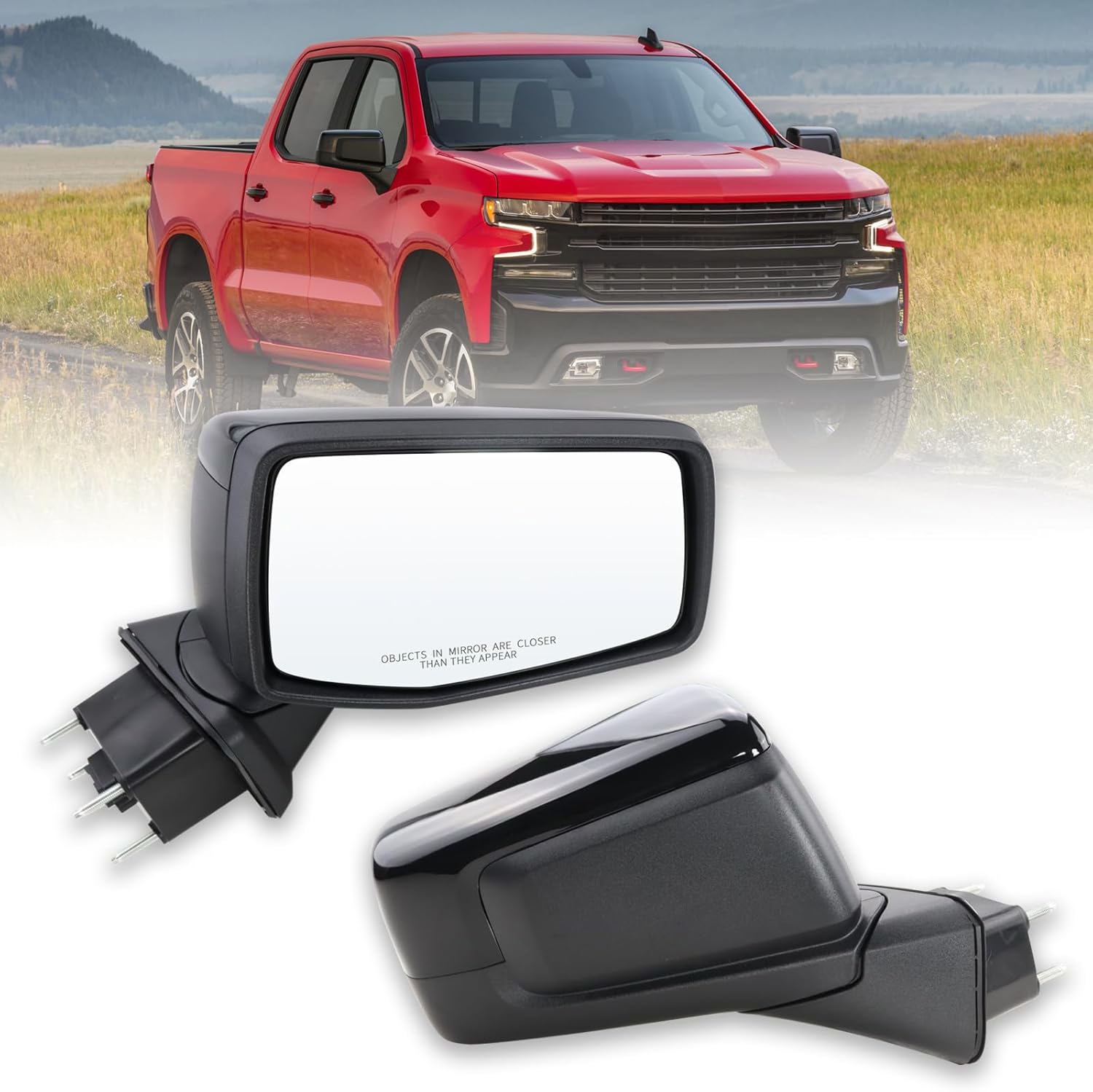 Right Passenger Side Mirror Compatible with 2019-2024 Chevy Silverado 1500 With Power Glass Manual Folding Heated Without Turn signal Replace#GM1321583(7Pins? R 7Pins