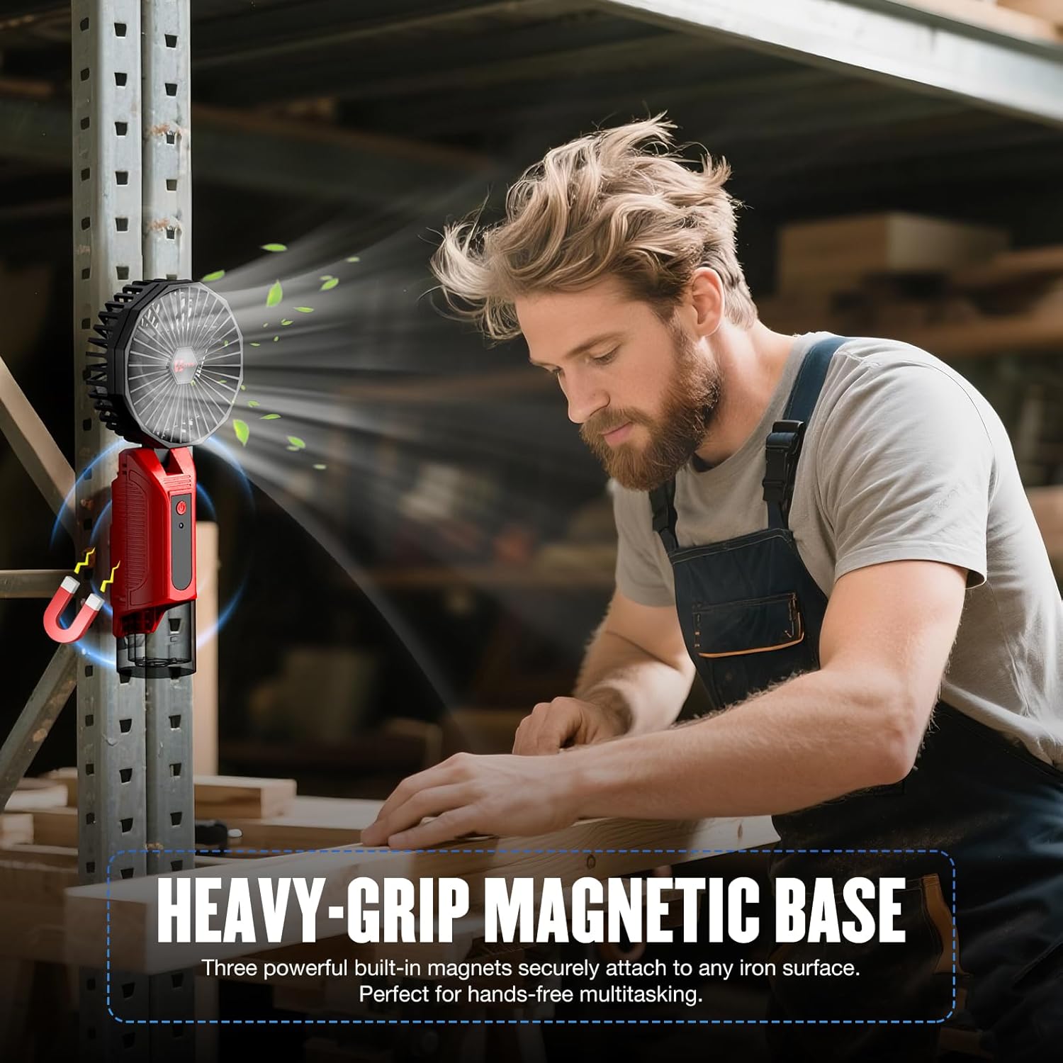 ohyes Magnetic Handheld 4IN Fan Fit for Milwaukee 12V Battery Variable Speed Brushless Motor USB Charging for Camping, Golf Cart & Jobsite(Battery not included)