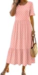Zeagoo Summer Dresses for Women Casual Midi Dress 2026 Ruffle Short Sleeve Tiered Sundress