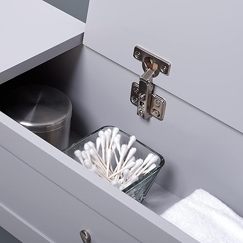 Miniatura 5 de Zenna Home Gabinete de consola de almacenamiento con tapa elevadora, ahorro de espacio para baño, color gris