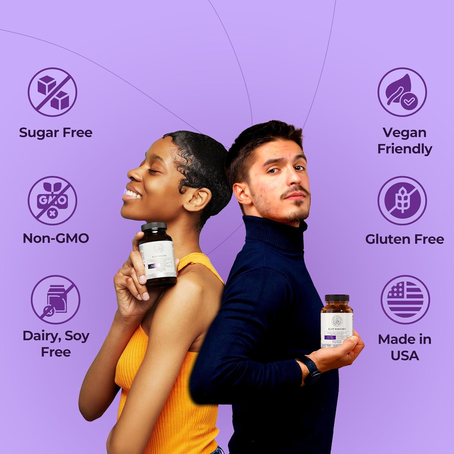 Happy Mammoth Bloat Banisher Natural Relief for Bloating, Gas, Indigestion & Discomfort. Promotes Healthy Digestion of Even Difficult Foods Like Dairy, Breads, Pizza, Cheese & Meats. 72 Caps