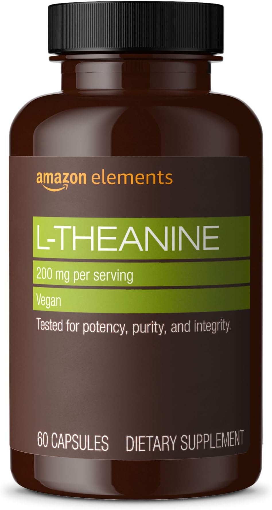 Amazon Elements - L-Theanine, 200mg, 60 Capsules, Vegan and gluten free, 2 month supply (Packaging may vary)