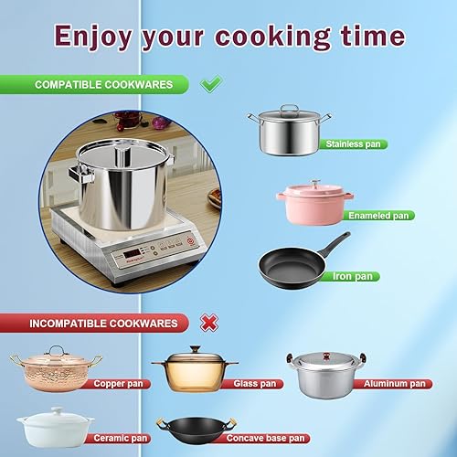 Miniatura 3 de Abangdun Cocina de inducción comercial, quemadores de inducción de encimera de 9 pulgadas, placa de cocción de inducción de bobina de 1700 W120 V,