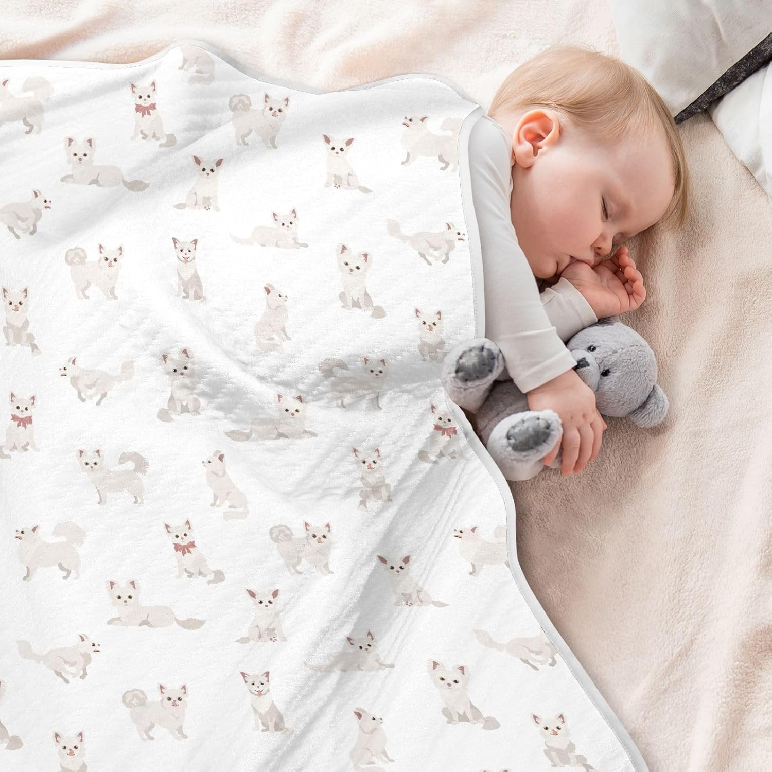 Dogs Cute Chihuahua Baby Swaddle Blanket for Boys and Girls, Muslin Baby Receiving Swaddle Blanket, Soft Cotton Nursery Swaddling Blankets for Newborn Toddler Infant