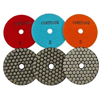 Dry Diamond Polishing Pads 4 Inch 3 Step Buffing Pad Set for Granite Marble Quartz Stone Concrete Countertop Polishing Used for Grinder Polisher3pcs, Step 1-3