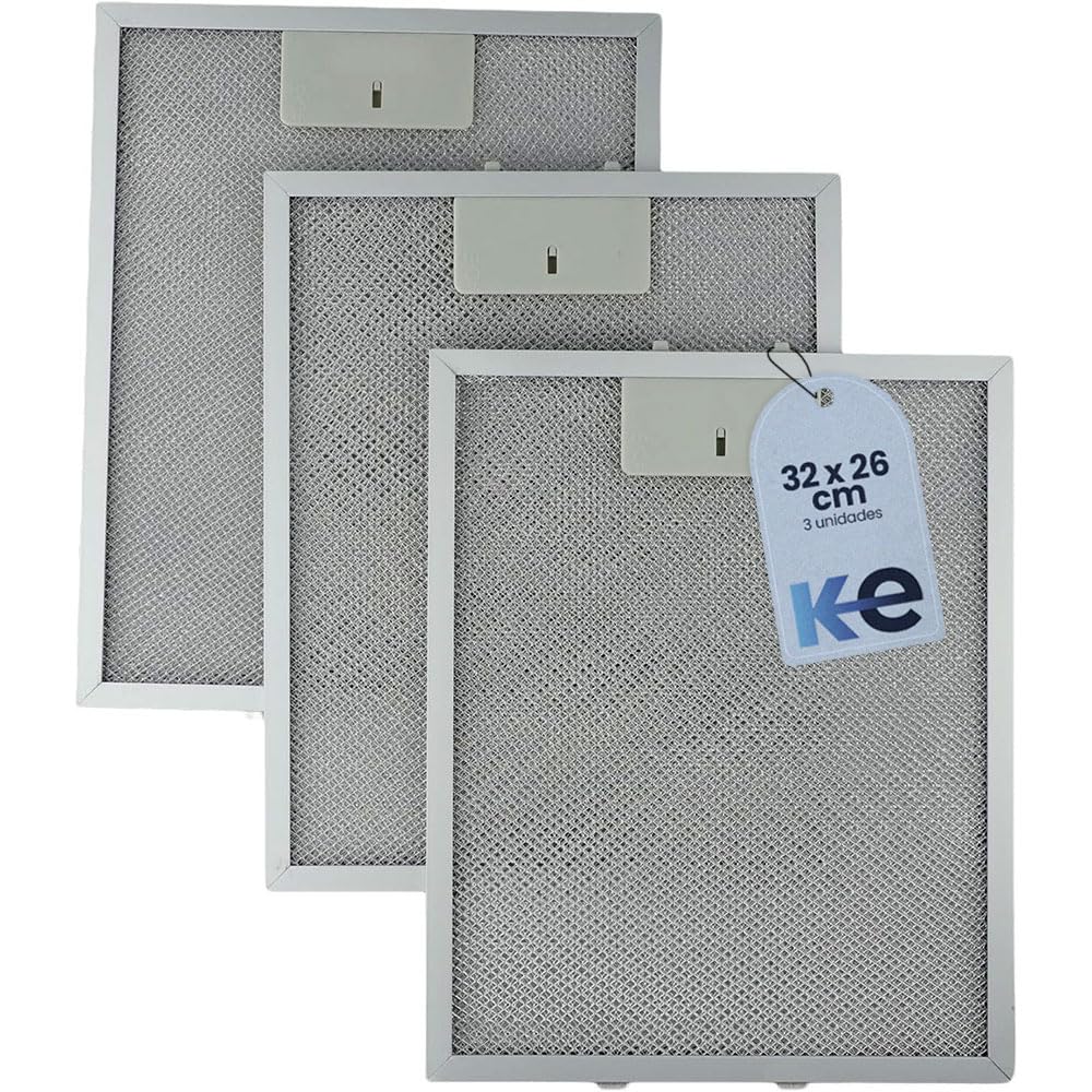 Anakel Home Filtros de Campana Extractora 400472918 compatible con TEKA DM90 DM60 | 3 Unidades Filtro Metálico 32x26cm (Revisar Medidas entre Pestañas)