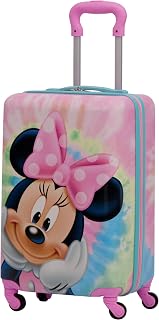 Disney Minnie Mouse Kids Carry On Luggage, Tie Dye Hardshell Rolling Suitcase with Spinner Wheels, Multi