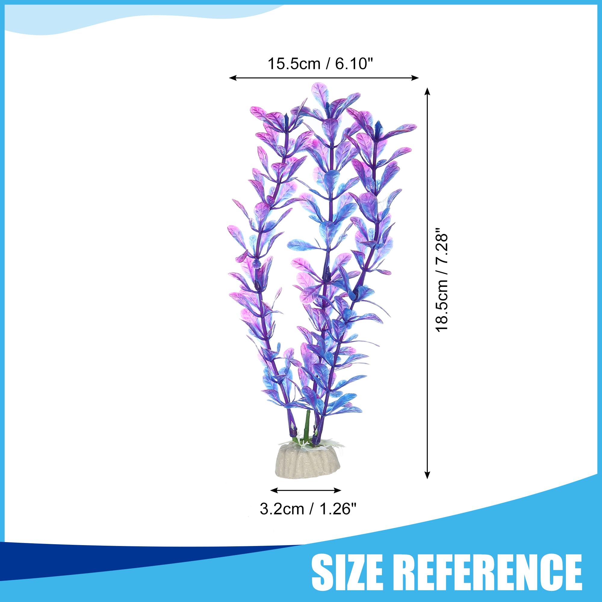 CAPASTEC Fish Tank Aquarium Decorations Artificial Plants, Plastic Artificial Water Plants for Aquarium 6.10x7.28Inch (Purple) - Image 3