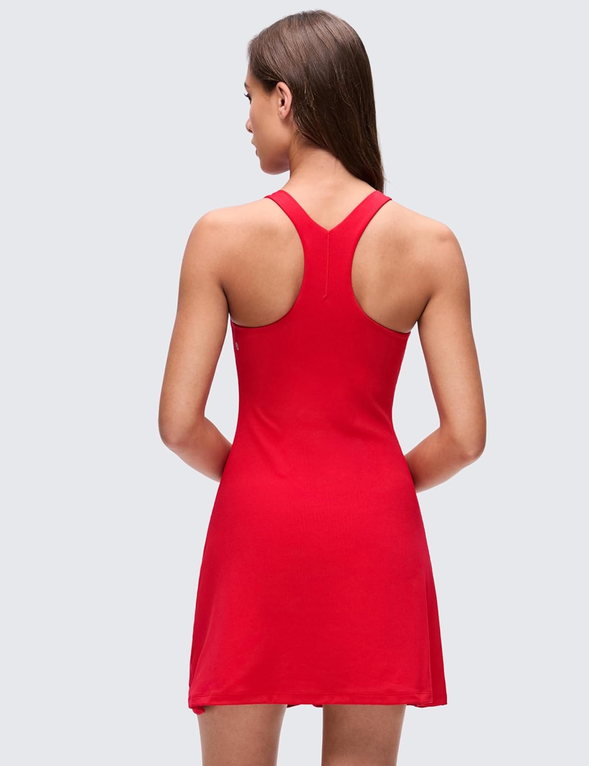 CRZ YOGA Butterluxe Racerback Mini Dress for Women - A Line Crewneck Casual Travel Outfits with Bras No Built-in Shorts