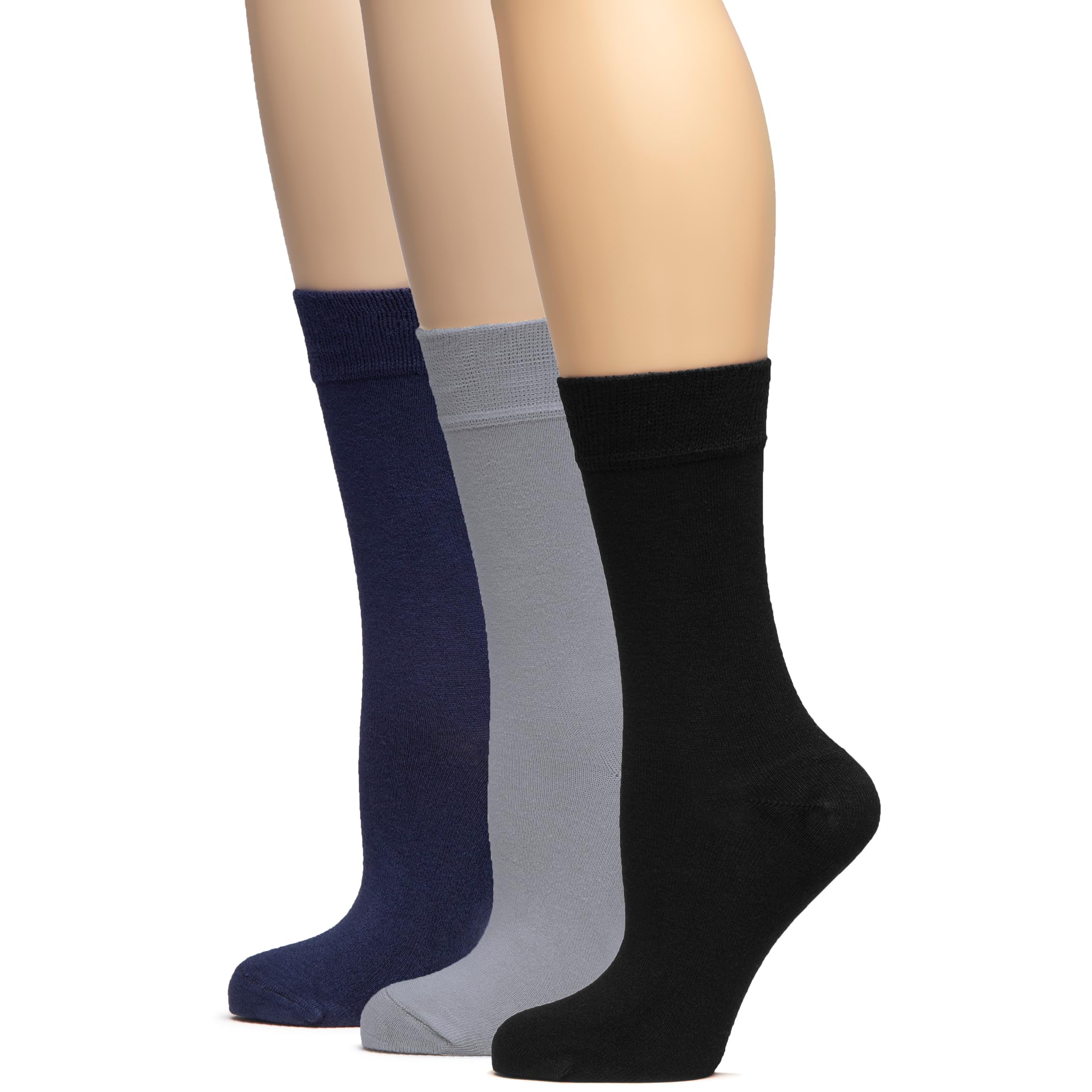 Hugh Ugoli Women's Thin Soft Rayon Derived from Bamboo Crew Socks for Dress, Trouser, Seamless Toe &amp; Non-Binding, 5-8/9-11