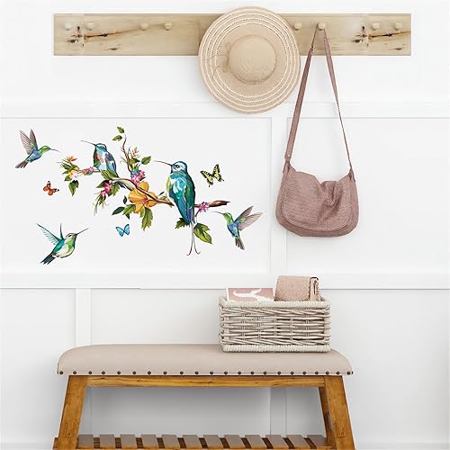 Miniatura 5 de Calcomanías de pared de colibríes y mariposas coloridas, calcomanías de pared de animales voladores de animales voladores, vinilo extraíble para