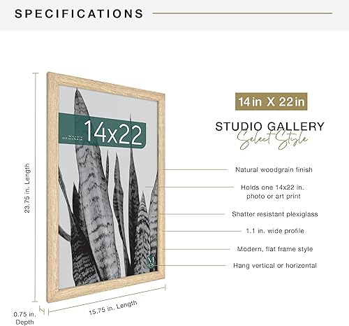Vista 265 de MCS Industries Studio Gallery - Marcos con textura de madera color gris de 13 x 19 pulgadas / 33.02 x 48.26 cm., 2 unidades Gris Woodgrain