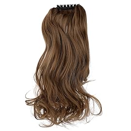 Mitrygreen Claw Clip Ponytail Extension 18 Clip in Wavy Ponytail Hair Extensions Long Pony Tails for Women Extensions Light Chestnut Brown
