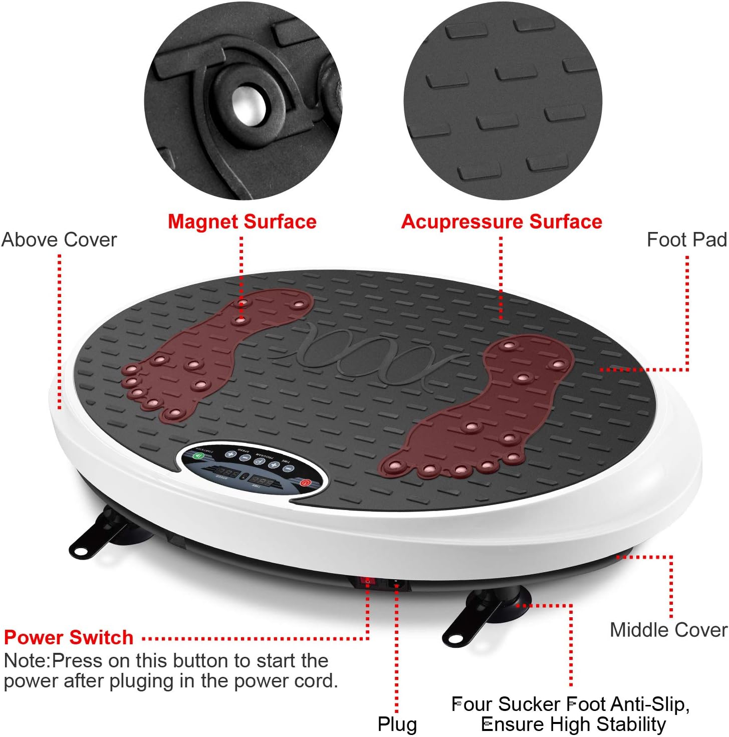 IDEER LIFE Vibration Platform Exercise Machine, Whole Body Exercise Vibration Plate, Full Body Vibration Massage for Home Fitness&Weight Loss w/Loop Bands//Remote Control/Magnet Massage