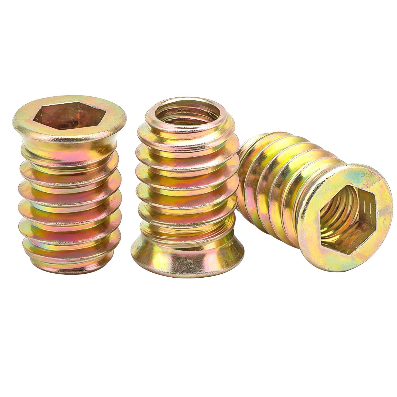 Qrity 20PCS Threaded Inserts Nuts, Hex Drive Head Nuts, Threaded Inserts for Wood Hex Socket Drive, Zinc Plated Carbon Steel - Image 4