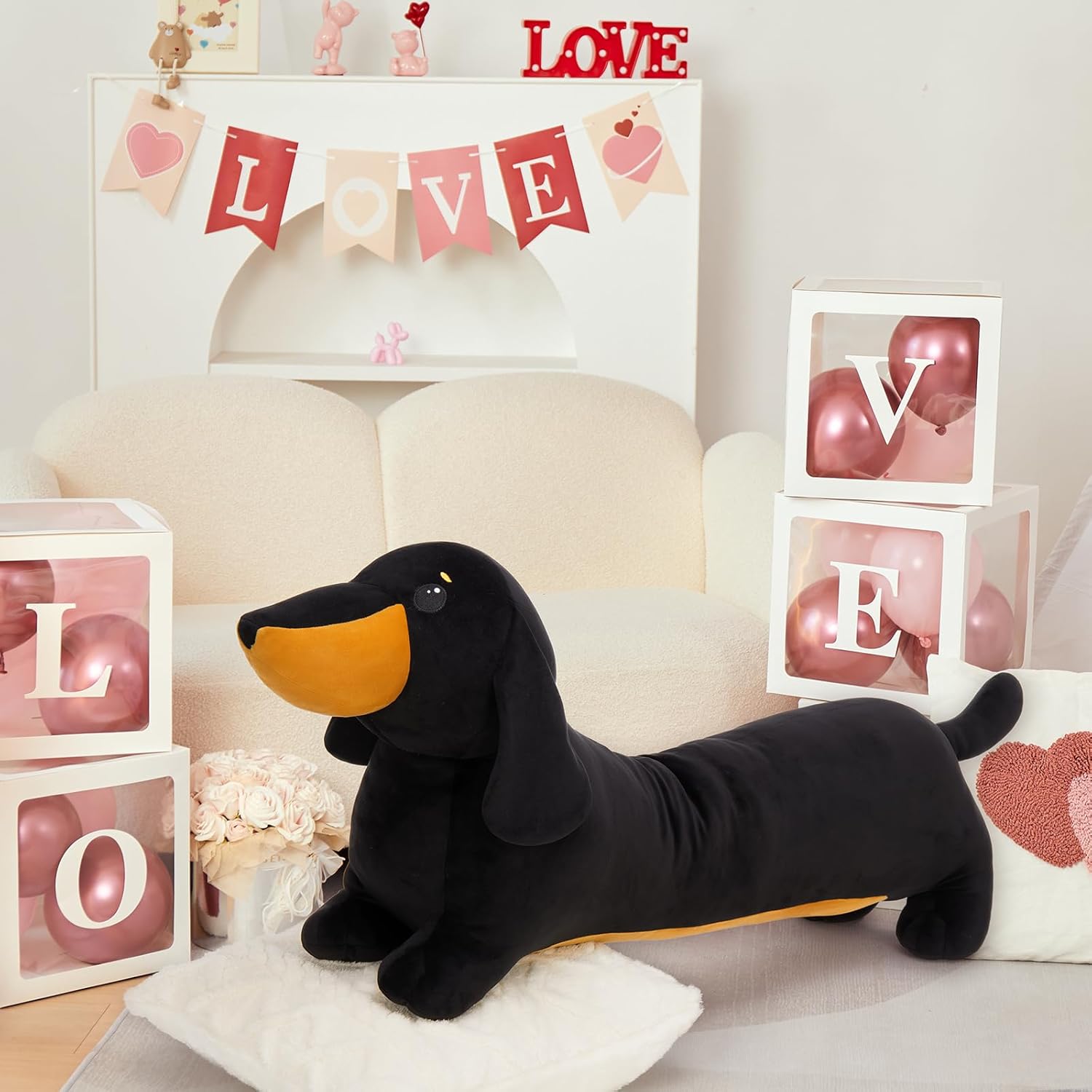 MorisMos Dachshund Stuffed Animal Plush 4ft, 43'' Long Weiner Dog Body Pillow for Kids Adults, Lifelike Weiner Dog Toy Designed in NYC, Realistic Black Dachshund Gift for Girl Boy Toddler Women - Image 7