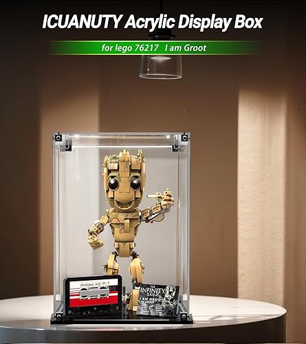 Miniatura 2 de Vitrina acrílica para Lego I am Groot 76217 (7.9 x 7.9 x 12.6 pulgadas), caja de acrílico transparente, montaje a prueba de polvo, pantalla