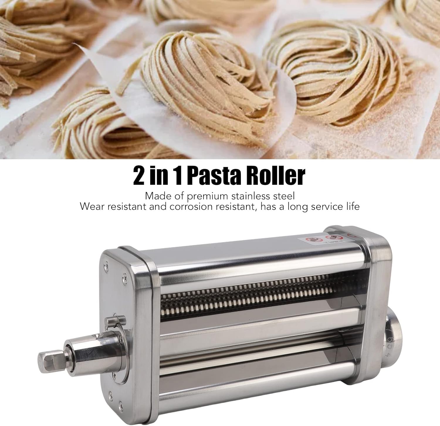 パスタメーカーアタッチメント 2 in 1 パスタローラーアタッチメント ステンレススチール 8ギア 防錆 Noddle Maker