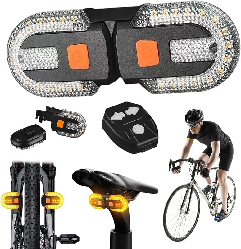Drahtlose Fernbedienung für Fahrradrücklicht,Fahrrad Blinker,Blinker e Scooter,LED Drahtlose Fernbedienung Rücklicht-Wasserdicht Hochhelles Signal Licht Für Radfahren für Nachtfahrten (A)