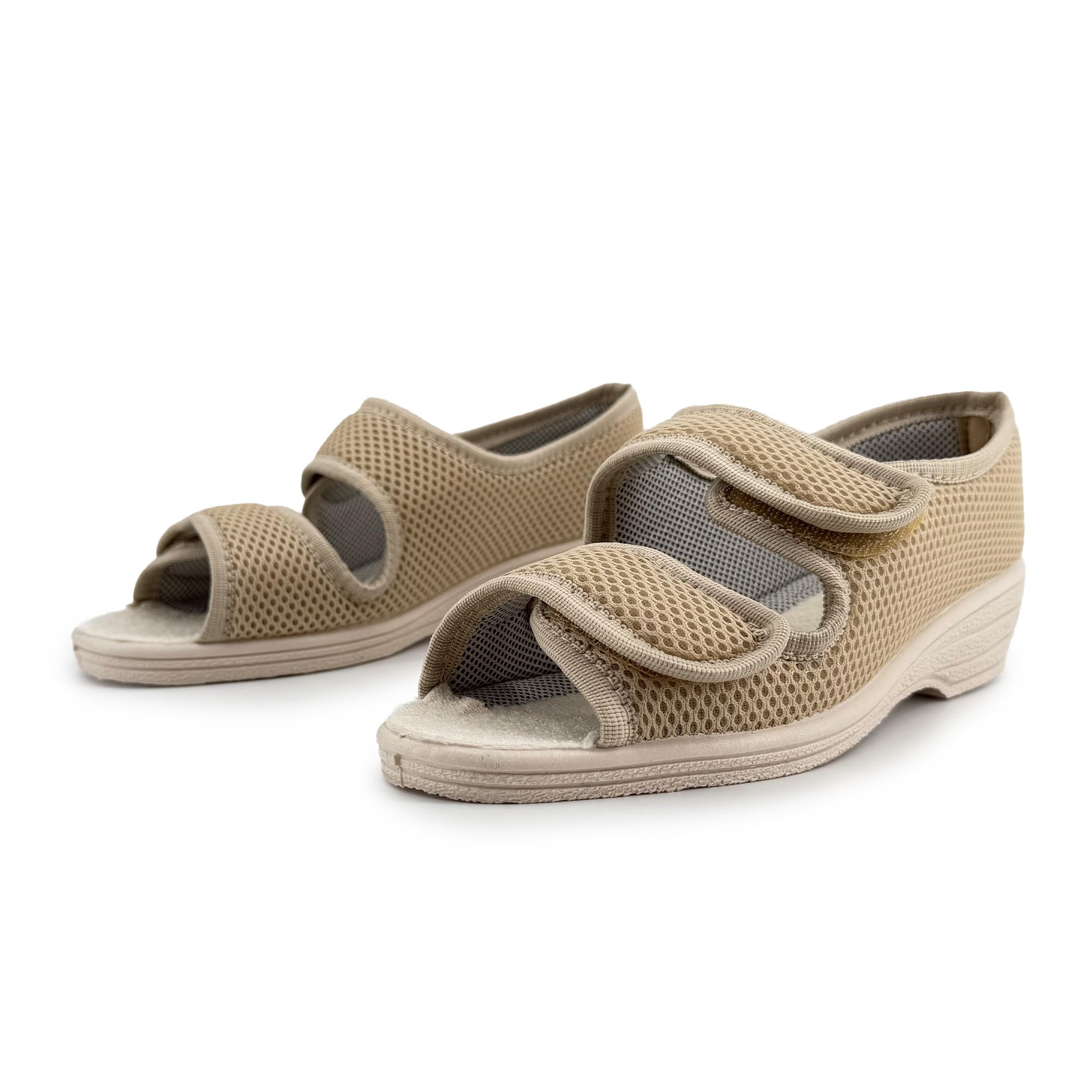 JOMIX Ciabatte Donna Estive con Strappo Pantofole Casa Morbide Regolabile Tomaia in Rete Traspirante Tallone Chiuso Stabile e Zeppa Bassa Comfort