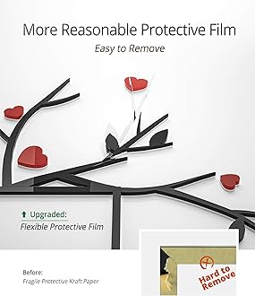 DecorSmart Love Family Tree Wall Decor Picture Frame Collage Removable 3D DIY Acrylic Wall Stickers for Living Room with Red Heart and Quote Family Like Branches on a Tree