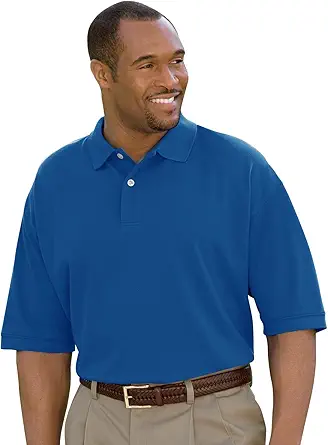Harbor Bay by DXL Men's Big and Tall Piqué Polo Shirt, Tango Red Heather
