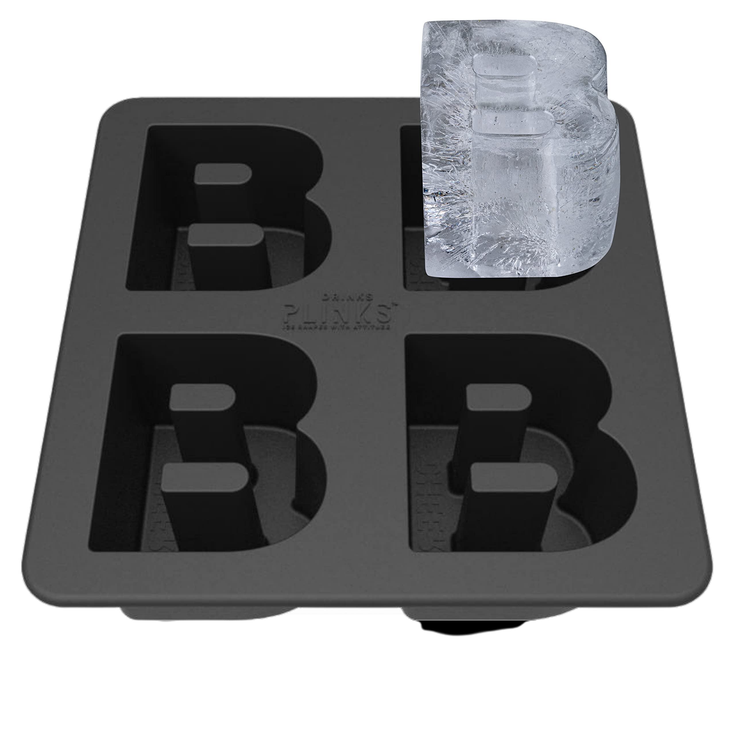 DRINKSPLINKS Silicone Ice Cube Mold Tray - Custom Letter B. Personalized Monogram Big Ice Cube Molds for Whiskey, Bourbon, Cocktails, and Customized Gifts with Initials. Alphabet Mold for Every Name.