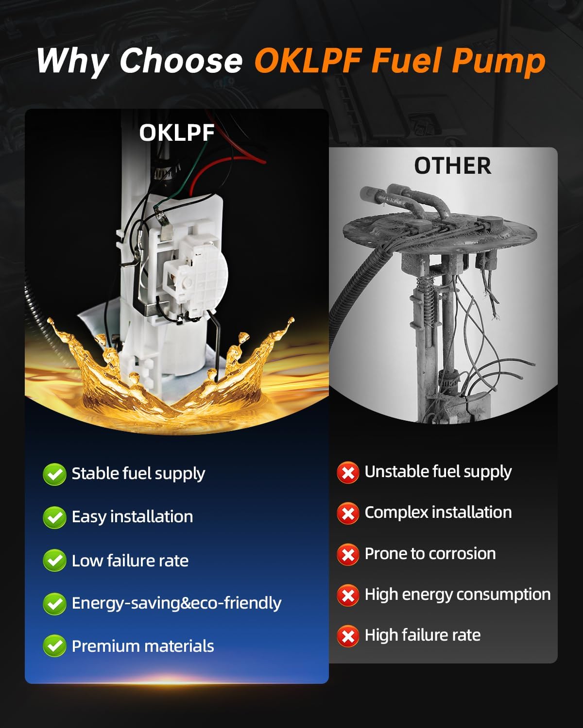 OKLPF Electric Fuel Pump Module Assembly Compatible With 1998 1999 2000 2001 2002 2003 2004 Nissan Frontier L4 2.4L,Replacement E8441S SP4016M Fuel Pump Assembly