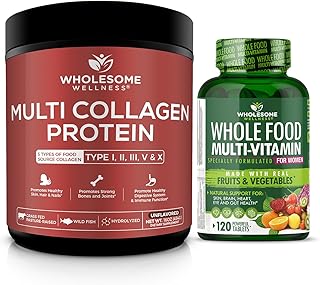 Whole Food Multivitamin for Women + Multi Collagen Protein Powder Hydrolyzed (Type I II III V X) Bundle
