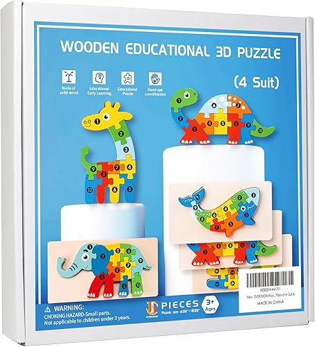 Miniatura 5 de Rompecabezas de madera para niños de 3 a 5 años, regalos ideales para niños, rompecabezas para niños pequeños de 1 a 3 años, juguetes educativos