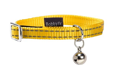 Bobby Canifrance, Safe, Collar para Gatos en Nylon de Colores, Resistente, Antiahogo, Reflectante, Regulable
