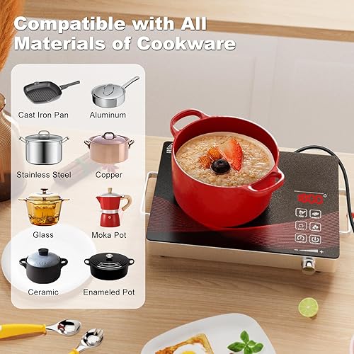 Miniatura 6 de 1800W Portátil Infrarrojo Estufa de Cocina de un solo Quemador Estufa Eléctrica de Vidrio de Cerámica Placa de Cocina Eléctrica Placa de Cocina