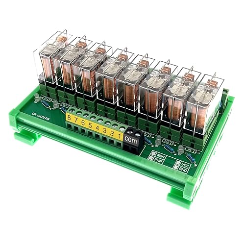 Miniatura 2 de Módulo de interfaz de relé de montaje en carril de 8 canales ACDC 12V Relé de potencia enchufable PNP NPN SPDT 16A, G2R-1-E