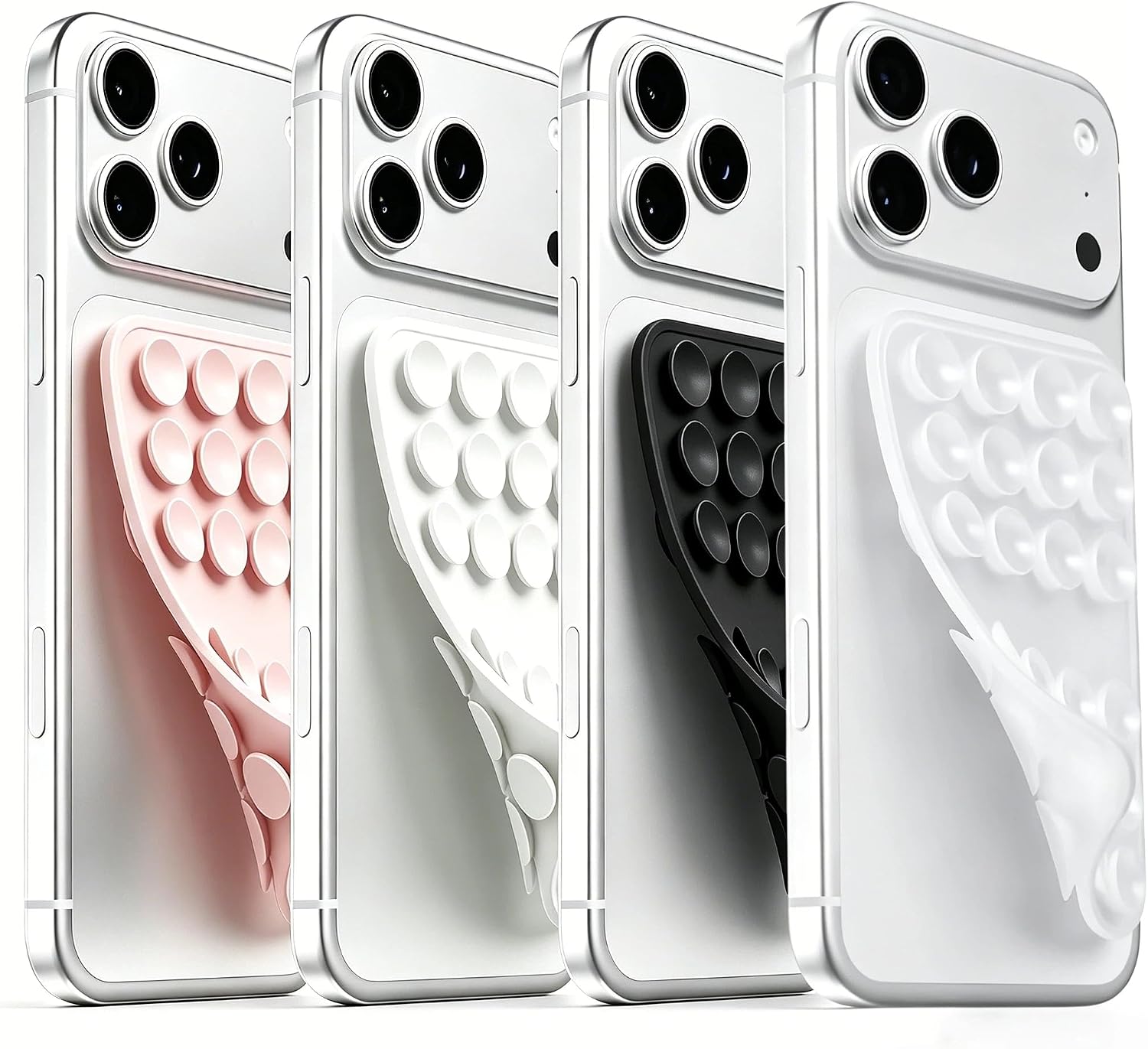 (4 Pack) Double Sided Silicone Suction Cup Phone Case Mount, Combination A