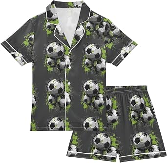 Silk Pajamas Set Satin Silk Pjs Set Soft Button-Down Nightwear 2 Piece Short Sleeve Sleepwear